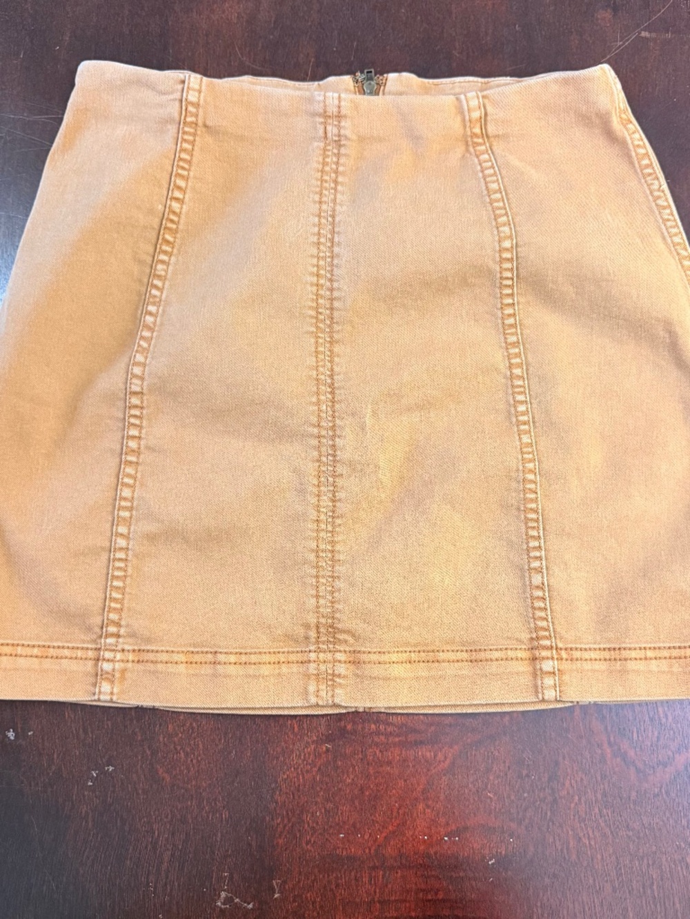 Free People Tan Twill Mini Skirt Size 10 Seamed Stretch